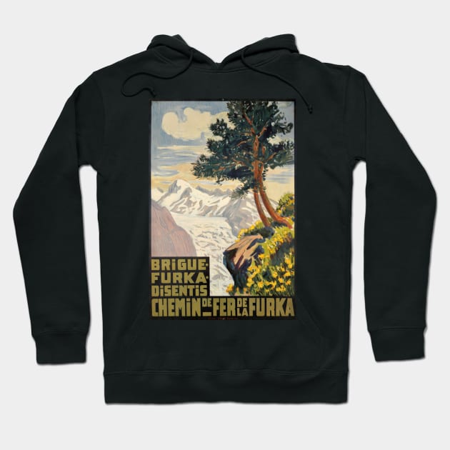 Brigue-Furka-Disentis, Chemin de Fer de la Furka,Travel poster Hoodie by BokeeLee